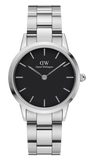 Daniel Wellington Iconic Link Black Dial Silver Steel Strap Watch for Women - DW00100204 Authentic Buy Shop Now