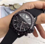 Emporio Armani Giovanni Chronograph Black Dial Black Rubber Strap Watch For Men - AR11028 Authentic Buy Shop Now