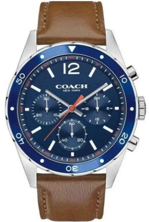 Coach Sullivan Sport Blue Dial Brown Leather Strap Watch for Men - 14606038 Authentic Buy Shop Now