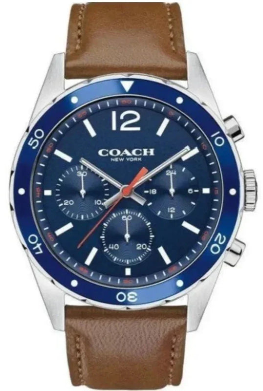 Coach Sullivan Sport Blue Dial Brown Leather Strap Watch for Men - 14606038 Authentic Buy Shop Now