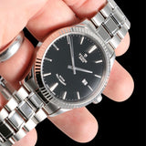 Tudor Style Automatic Black Dial Silver Steel Strap Watch for Men - M12710-0003 Authentic Buy Shop Now