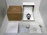 Versace V-Ray Quartz Silver Dial Black Leather Strap Watch for Men - VDB010014 Authentic Buy Shop Now