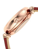 Emporio Armani Gianni T-Bar Mother of Pearl White Dial Red Leather Strap Watch For Women - AR60048 Authentic Buy Shop Now
