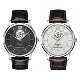 Tissot T Classic Tradition Powermatic 80 Open Heart Silver Dial Brown Leather Strap Watch for Men - T063.907.16.038.00 Authentic Buy Shop Now