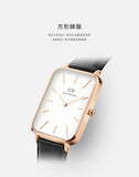 Daniel Wellington Quadro White Dial Black Leather Strap Watch For Women - DW00100450 Authentic Buy Shop Now