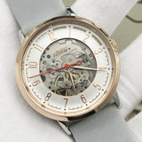 Fossil Vintage Muse Automatic Skeleton White Dial Grey Leather Strap Watch for Women - ME3131 Authentic Buy Shop Now