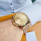 Movado Bold Gold Dial Gold Mesh Bracelet Watch For Men - 3600373 Authentic Buy Shop Now