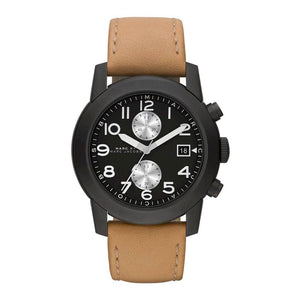 Marc Jacobs Larry Chronograph Black Dial Brown Leather Strap Watch for Men - MBM5053 Authentic Buy Shop Now