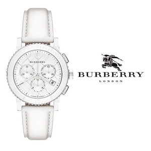 Burberry City Chronograph White Dial White Leather Strap Watch For Women - BU9701 Authentic Buy Shop Now