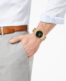 Michael Kors Slim Runway Quartz Black Dial Gold Steel Strap Watch For Men - MK8621 Authentic Buy Shop Now