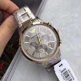 Emporio Armani Renato Chronograph Quartz Silver Dial Two Tone Steel Strap Watch For Men - AR11076 Authentic Buy Shop Now