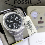 Fossil Bronson Chronograph Black Dial Silver Steel Strap Watch for Men - FS5710 Authentic Buy Shop Now