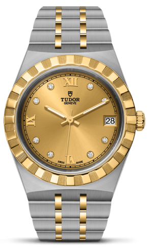 Tudor Royal Automatic Diamonds Gold Dial Two Tone Steel Strap Watch for Men - M28603-0006 Authentic Buy Shop Now