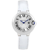 Cartier Ballon Bleu De Cartier Silver Dial White Leather Strap Watch for Women - W6920086 Authentic Buy Shop Now