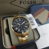 Fossil Inscription Automatic Black Dial Gold Steel Strap Watch for Men - FS5267 Authentic Buy Shop Now