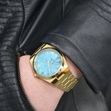Michael Kors Channing Turquoise Dial Gold Steel Strap Watch For Women - MK5894 Authentic Buy Shop Now