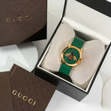 Gucci G Timeless Bee Green Dial Green Leather Strap Watch For Women - YA1264065 Authentic Buy Shop Now