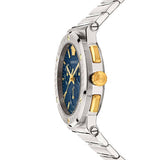 Versace Greca Quartz Blue Dial Silver Steel Strap Watch For Men - VEZ900221 Authentic Buy Shop Now