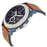 Fossil Machine Chronograph Blue Dial Brown Leather Strap Watch for Men - FS5232 Authentic Buy Shop Now