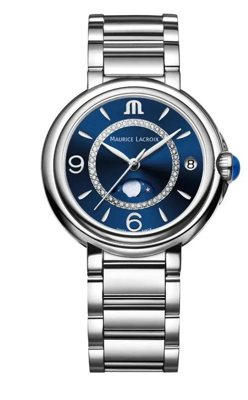 Maurice Lacroix Fiaba Moonphase Blue Dial Silver Steel Strap Watch for Women - FA1084-SS002-420-1 Authentic Buy Shop Now