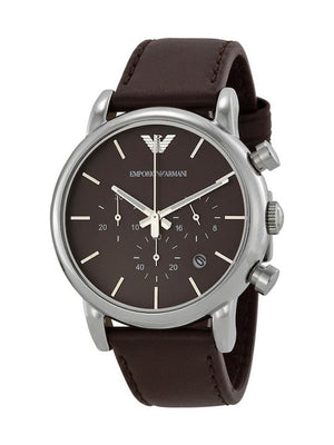 Emporio Armani Classic Chronograph Brown Dial Brown Leather Strap Watch For Men - AR1734 Authentic Buy Shop Now