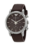 Emporio Armani Classic Chronograph Brown Dial Brown Leather Strap Watch For Men - AR1734 Authentic Buy Shop Now