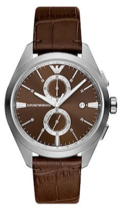 Emporio Armani Claudio Chronograph Brown Dial Brown Leather Strap Watch For Men - AR11482 Authentic Buy Shop Now