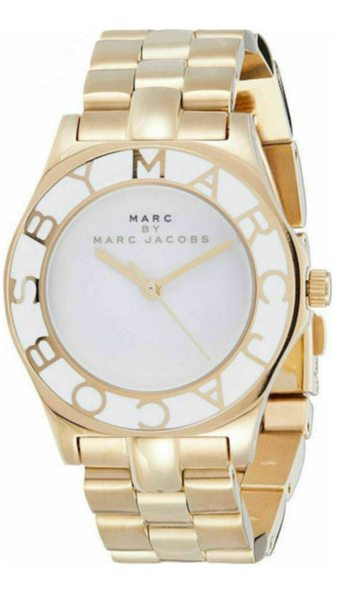 Marc Jacobs Blade White Dial Gold Steel Strap Watch for Women - MBM3050 Authentic Buy Shop Now