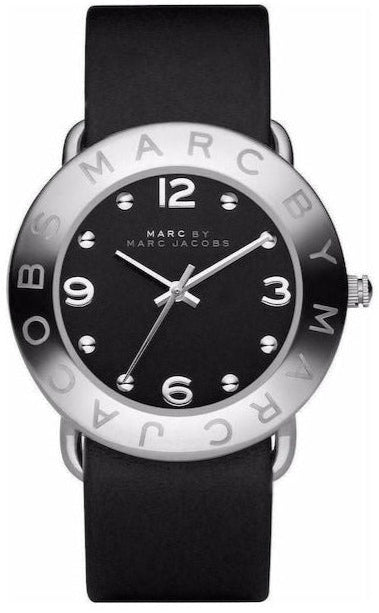 Marc Jacobs Amy Black Dial Black Leather Strap Watch for Women - MBM1140 Authentic Buy Shop Now