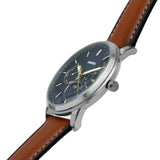 Fossil Neutra Minimalist Moonphase Blue Dial Brown Leather Strap Watch for Men - FS5903 Authentic Buy Shop Now