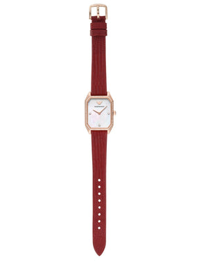 Emporio Armani Gianni T Bar Two-Hand Mother of Pearl Dial Red Leather Strap Watch For Women - AR11467 Authentic Buy Shop Now