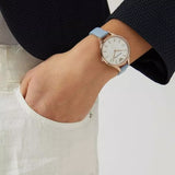 Emporio Armani Aurora Quartz Mother of Pearl White Dial Blue Leather Strap Watch For Women - AR11109 Authentic Buy Shop Now