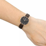 Daniel Wellington Classic Petite York Black Dial Brown Leather Strap Watch For Women - DW00100226 Authentic Buy Shop Now