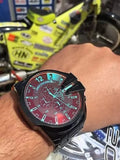 Diesel Uber Chief Chronograph Red Dial Black Steel Strap Watch For Men - DZ7373 Authentic Buy Shop Now