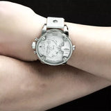 Diesel Badass Chronograph White Dial White Leather Strap Watch For Men - DZ7265 Authentic Buy Shop Now