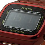 Fossil Retro Analog-Digital Black Dial Red Steel Strap Watch for Men - FS5897 Authentic Buy Shop Now