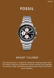 Fossil Sport Tourer Chronograph Black Dial Silver Steel Strap Watch for Men - FS6045 Authentic Buy Shop Now