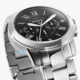 Fossil Grant Chronograph Black Dial Silver Steel Strap Watch for Men - FS4736 Authentic Buy Shop Now