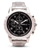Fossil Dean Chronograph Black Dial Silver Steel Strap Watch for Men - FS4542 Authentic Buy Shop Now