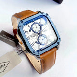 Fossil Inscription Multifunction Silver Dial Brown Leather Strap Watch for Men - BQ2658 Authentic Buy Shop Now