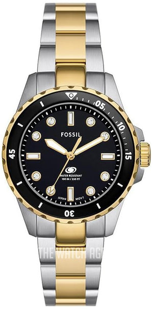 Fossil Blue Dive Three Hand Black Dial Two Tone Steel Strap Watch For Women - ES5349 Authentic Buy Shop Now
