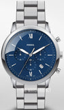 Fossil Neutra Chronograph Blue Dial Silver Steel Strap Watch for Men - FS5792 Authentic Buy Shop Now