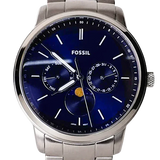 Fossil Neutra Minimalist Moonphase Blue Dial Silver Steel Strap Watch for Men - FS5907 Authentic Buy Shop Now