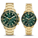 Fossil Bannon Multifunction Chronograph Green Dial Gold Steel Strap Watch for Men - BQ2493 Authentic Buy Shop Now
