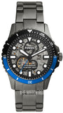 Fossil FB-01 Automatic Skeleton Black Dial Grey Steel Strap Watch for Men - ME3201 Authentic Buy Shop Now