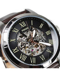 Fossil Grant Automatic Skeleton Black Dial Brown Leather Strap Watch for Men - ME3100 Authentic Buy Shop Now