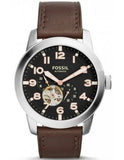 Fossil Pilot 54 Automatic Black Dial Brown Leather Strap Watch for Men - ME3118 Authentic Buy Shop Now
