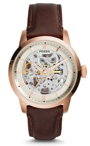 Fossil Townsman Automatic Skeleton White Dial Brown Leather Strap Watch for Men - ME3078 Authentic Buy Shop Now