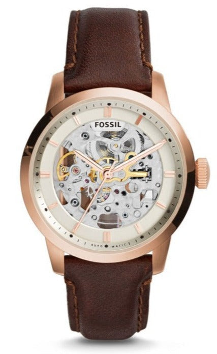 Fossil Townsman Automatic Skeleton White Dial Brown Leather Strap Watch for Men - ME3078 Authentic Buy Shop Now