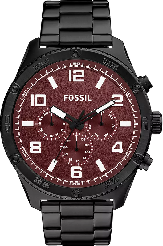 Fossil Brox Multifunction Maroon Dial Black Steel Strap Watch for Women - BQ2803 Authentic Buy Shop Now
